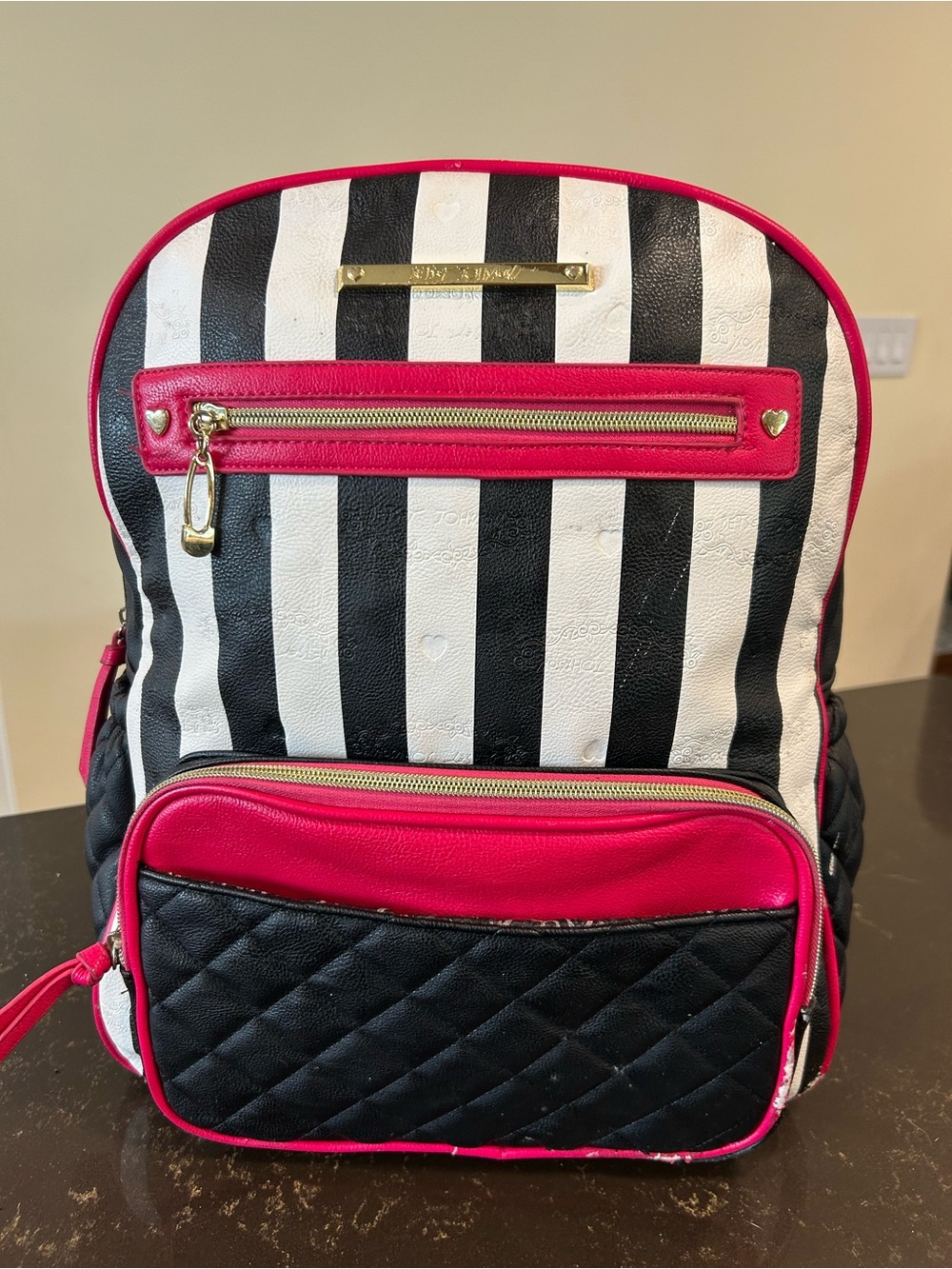 Betsey Johnson Iconic Y2K Striped Backpack